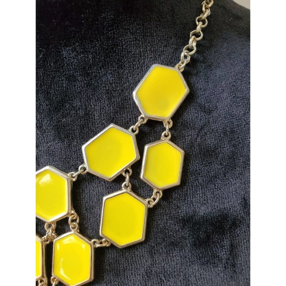 Charming Charlie Yellow & Gold Faceted Tile Bubble Bib Statement Necklace Set - Picture 4 of 8